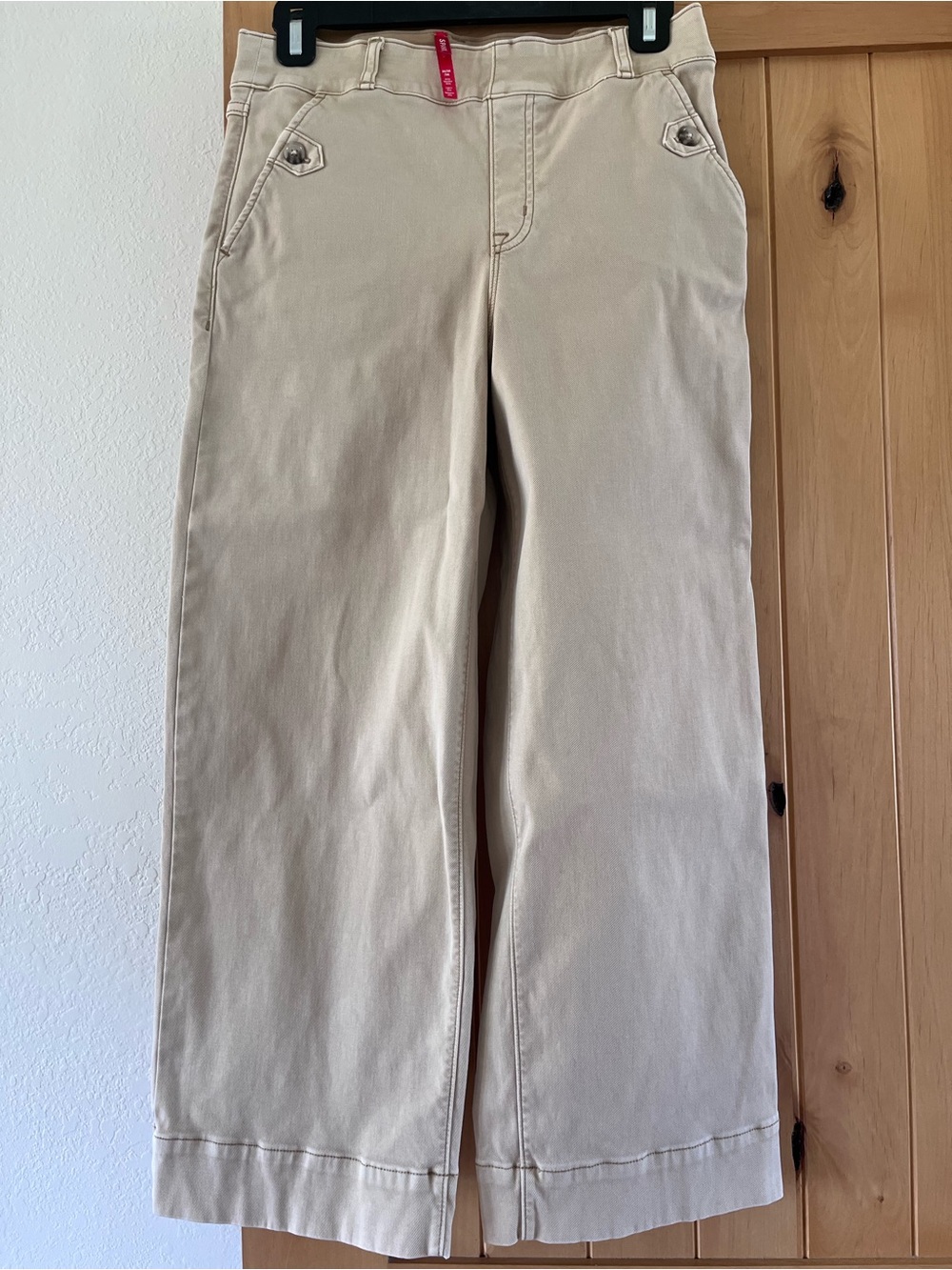 SPANX Khaki High-Waist Wide-Leg Pants